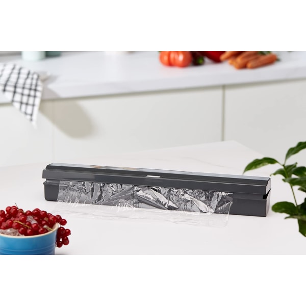 1 ST (vit, ca 35,5 * 7,0 * 7,0 cm) Plastfoliehållare, aluminium