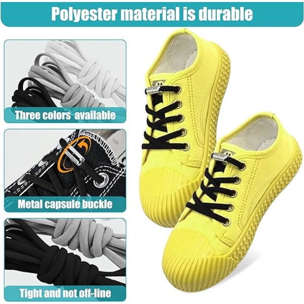6 par elastiska skosnören med metalllås utan knyt Elastiskt skosnöre
