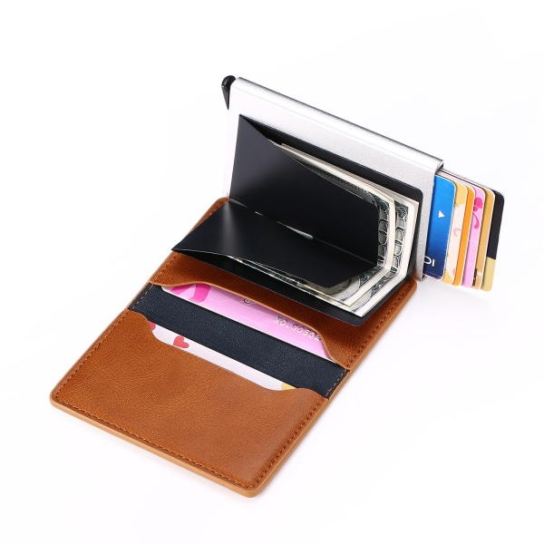 One Piece Carbon Fiber Silver Box Mini-plånbok med Money Clip -