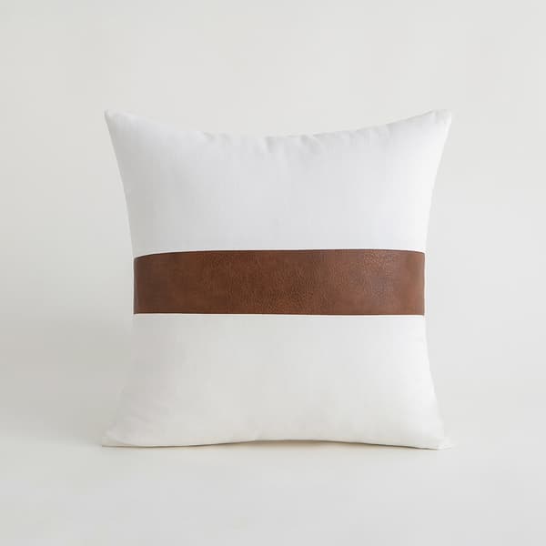 Pudebetræk 45 x 45 cm, Beige Bomuld Kunstlæder Lændepude Dekoration