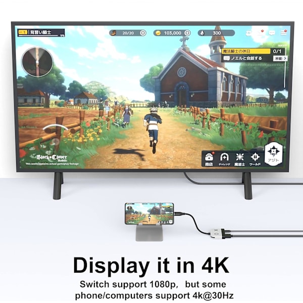 (Hvit) Switch Dock for Nintendo Switch OLED, 3-i-1 TV-adapter med