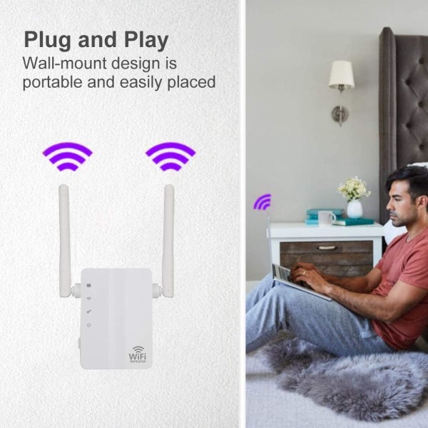 2 stycken WiFi-förstärkare 300Mb, WiFi-booster Trådlös Extender Ampl