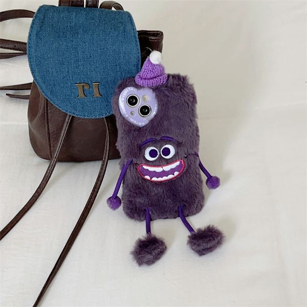 ##/Lila rolig plyschmonster mobilfodral, iPhone14##/