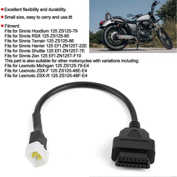 Diagnostikk 6-pinners til OBD2 16-pinners adapterkabel motorsykkel feildeteksjonskontakt passer for Sinnis
