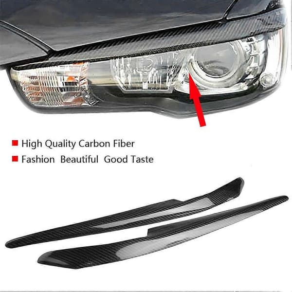 2 stk. Bilfrontlykt Karbonfiber Øyelokk Øyenbryn for Mitsubishi Lancer EVO X 10 2008-2014