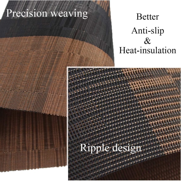 Plassmatter, Holdbare Plassmatter for Spisebord, Vaskbare Vevde Vinyl