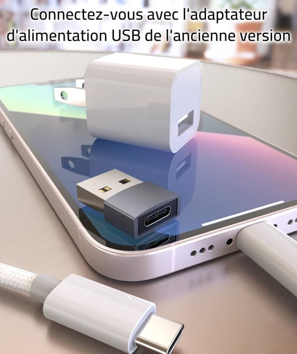 Harmaa USB C - USB-sovitin 3-pakkauksessa Yhteensopiva iPhonen 13 12 Pr kanssa
