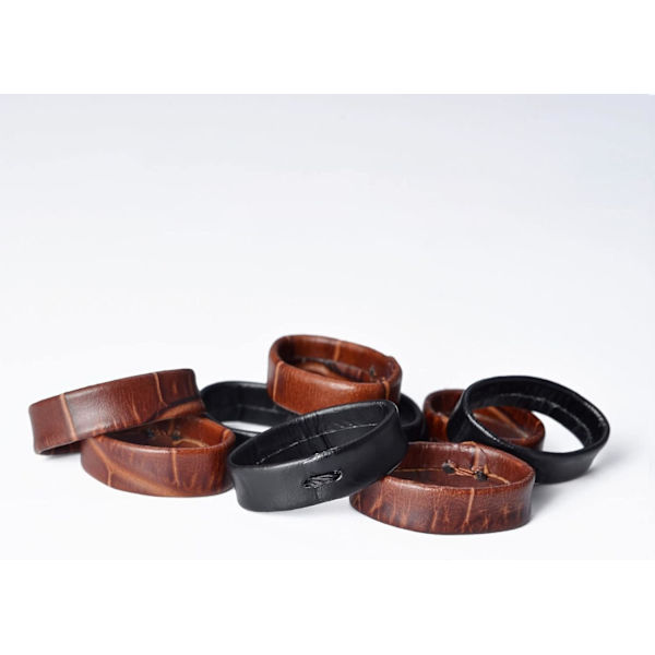Læderremring, kompatibel med 22mm rem, sort