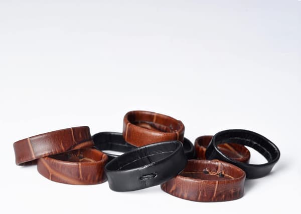 Lærremme-ring, kompatibel med 22 mm rem, svart