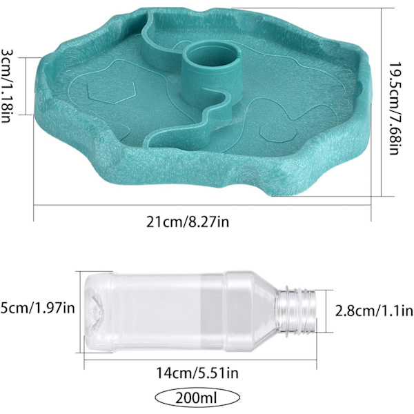 Reptil Vattendispenser, 2 i 1 Anti-Overflow Matdispenser Skål