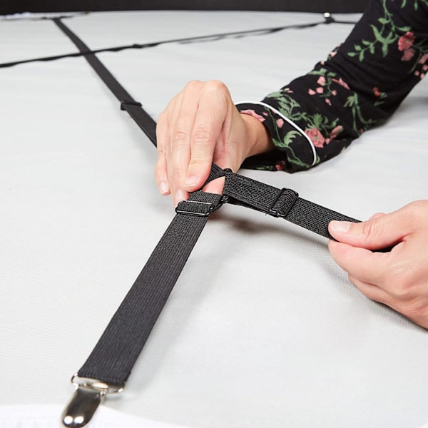 ##/(2 stycken) spännband för lakan, justerbara med metallklämmor, plastklämsystem, justerbara##/
