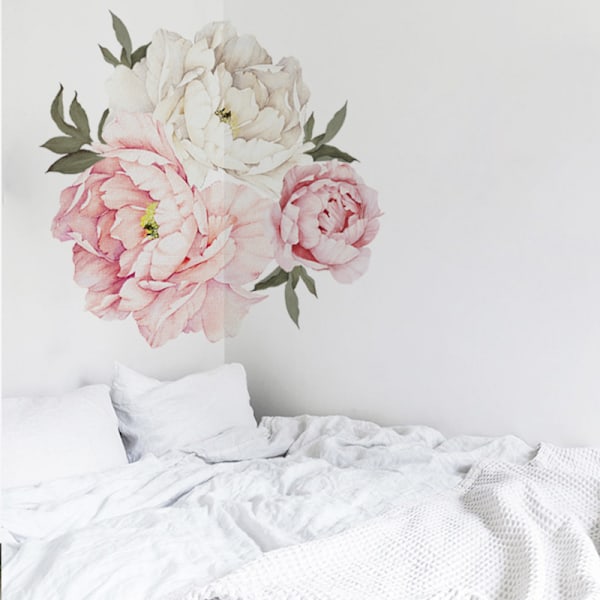 PEONIES seinätarra (54x53 cm) | Itsekiinnittyvä seinätarra