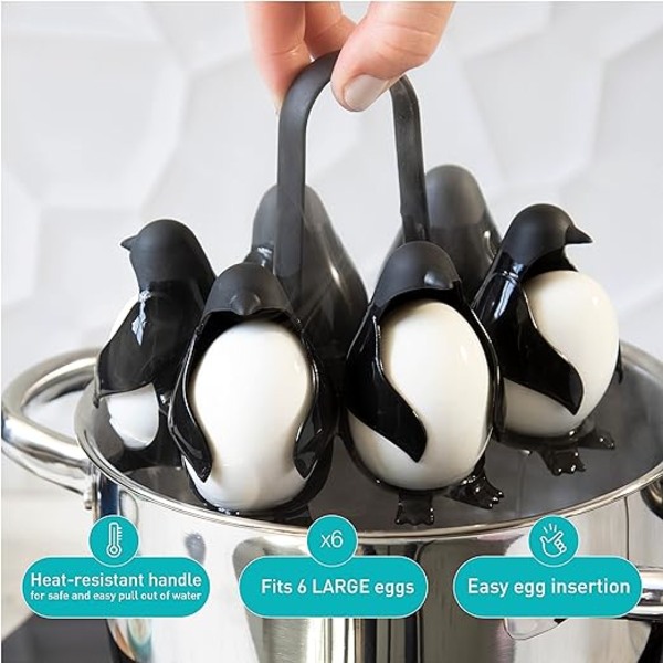 Egguins - Universal äggställ - äggkokare - äggkoppar - roliga ägg