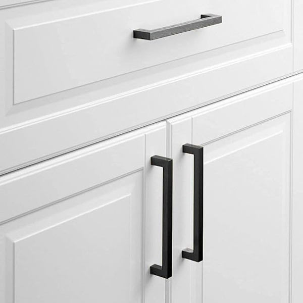 10 stk. Køkkenmøbelgreb Sort 160mm, Moderne Kvadrat S