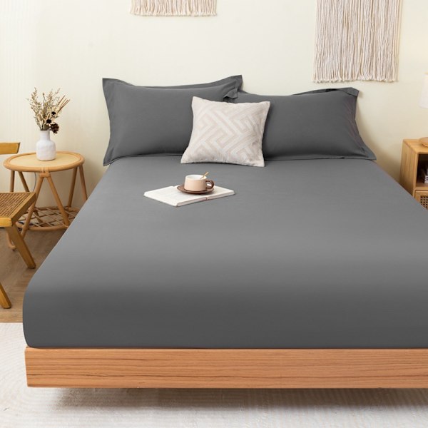 ##/Grå børstet sengetrekk 180cmx220cm, 2 stk putevar##/