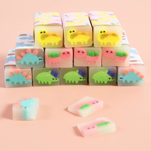 12 Stykker Novelty Viskelædere Kawaii Søde Børn Dinosaur Viskegummi Brugt