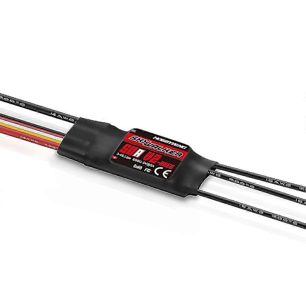 50A V2 3-4S Børsteløs ESC med 5V/5A BEC Understøtter Omvendt Bremse Søgefunktion Programmering til RC Fly