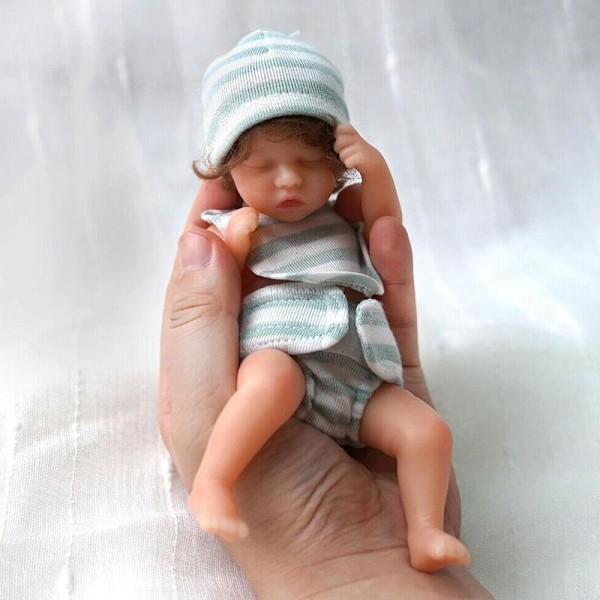 ##/1 x 6 tum mini realistisk babyflicka nyfödd lockigt hår rötter passar silikon helkropp sovande babydocka 15cm##/