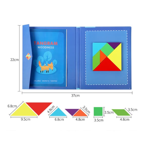 Magnetisk tangram-pussel i trä för barn, rolig intellektuell leksak