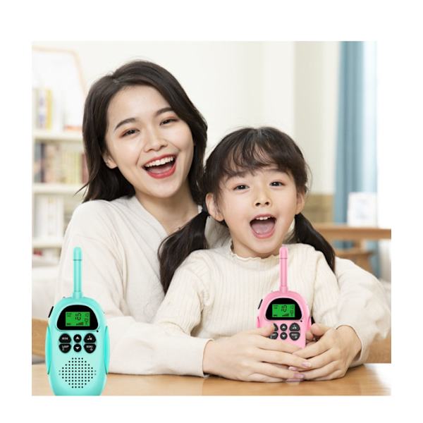 To-delt Pink Børne Walkie Talkie Genopladelig Trådløs 3KM Par