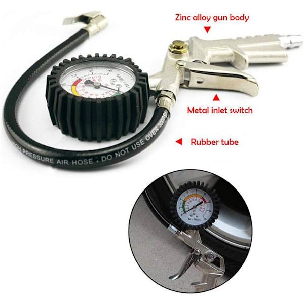 ##/Däckpump med tryckmätare 220PSI och slang A##/