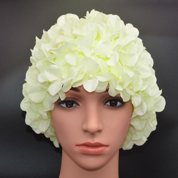 Dames Vintage Blomsterblad Badehætte (Lysegrøn)