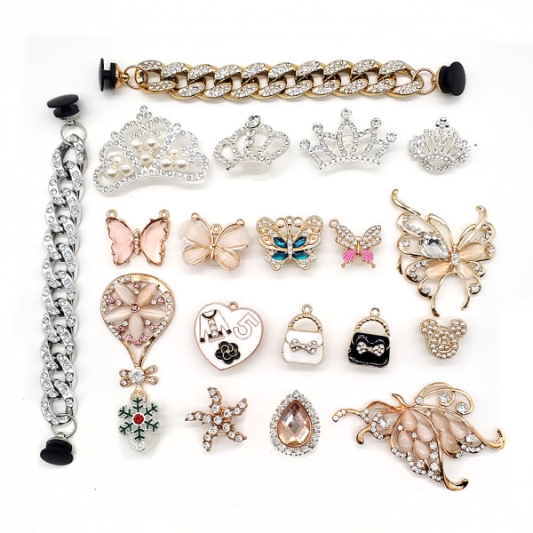 20 stk. Skocharms (Krystal Sommerfugle), Krystal Diamant Sko Dekoration