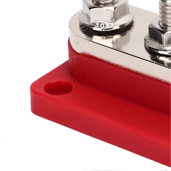 Strömfördelningsblock M8 Skruv 4 Terminal Kopplingsplint DC 12V?48V 300A för Bil Båt Röd