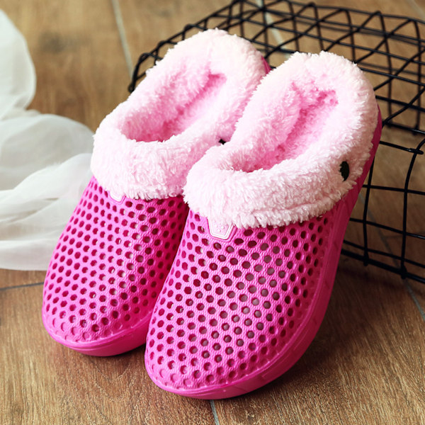 ##/37 Lined clog slippers with cozy imitation fur. Warm slippers##/