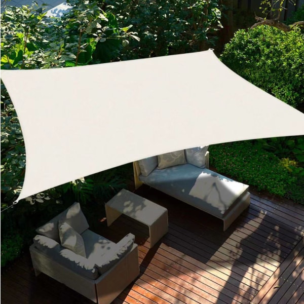 2x3 m Solsejl Beige Rektangulær Udendørs Havemarkise Anti-UV