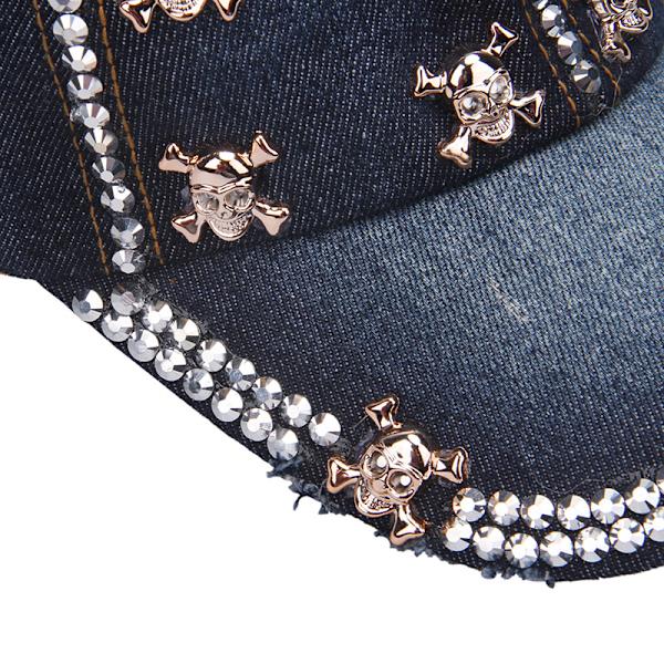 Strass-baseballkeps - dödskalle, cowboyhatt i st