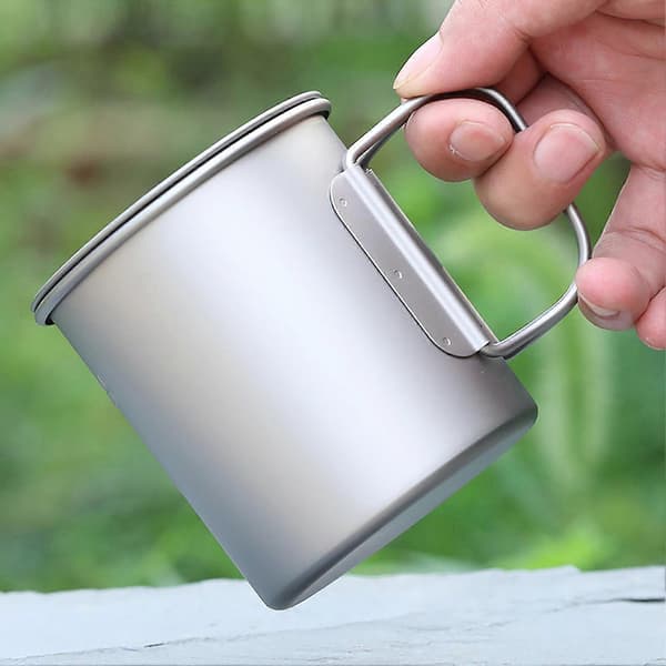 220ml/330ml/450ml/550ml Dubbelväggig Titankopp Vatten Kaffe Te Mugg för Hemmakontor Utomhus Camping Vandring Backpacking Picknick