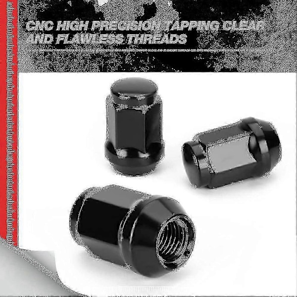 24 stk. 12x1.5 Hjulmøtrikker Lukket Ende Bulge Acorn Kegle Hjulmøtrikker, Til 2007-2022 Cruiser, 2001-2007 Sequoia Sort