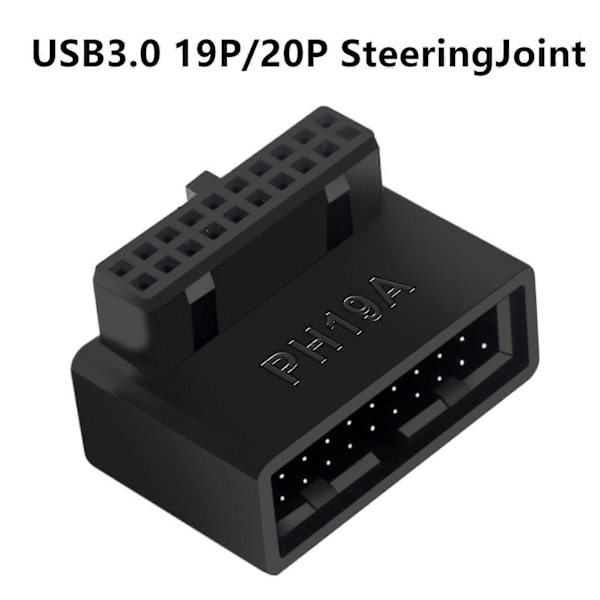 USB 3.0 20/19 Pin Hane till Hona Inåtgående till Utåtgående 90-Graders Vinkel Expansionskonverter Adapter för Moderkort Dator Huvudkort Adapter för PC Com A