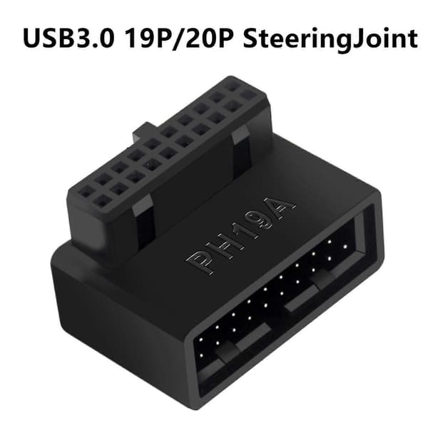 USB 3.0 20/19 Pin Hann til Hunn Innover til Utover 90-Graders Vinkel Ekspansjonskonverter Adapter for Hovedkort Datamaskin Hovedkort Adapter for PC Com B
