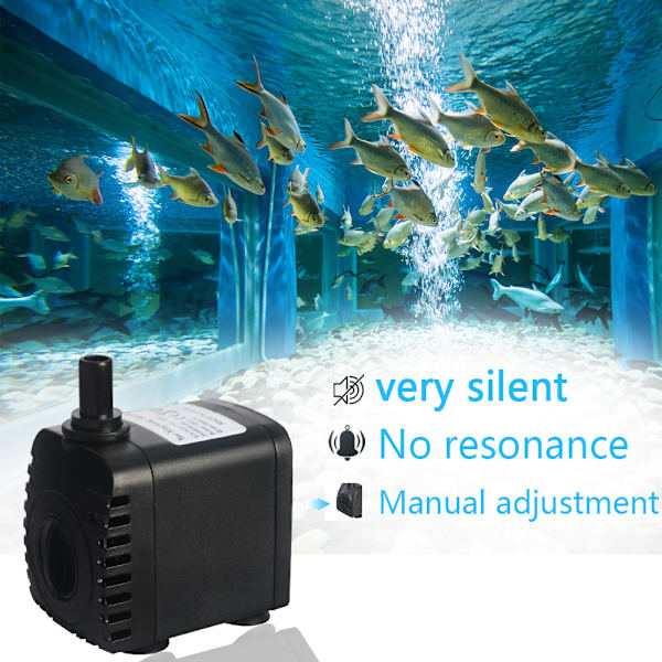 ##/Nedsænkbar Vandpumpe 600L/H 8W Ultra-Stille Akvariumpumpe med 4 Sugkopper til Springvand, Fiskedam, Hydroponiske Systemer##/