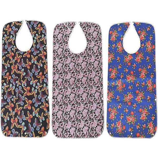 78x44cm Vattentätt Haklappsskydd för Vuxna vid Måltider och Dryck, Lätt att Ta På/Av Blue Rose**