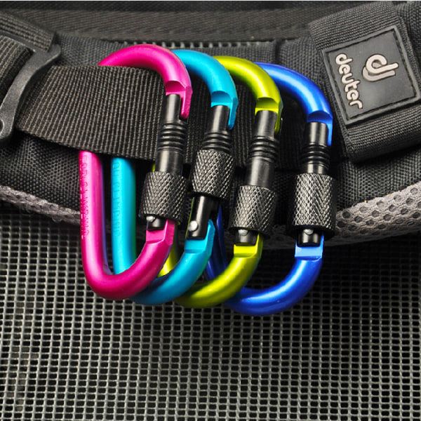 Låsbar Karabiner, Premium Aluminium Legering D-Ring Karabiner Nøgle