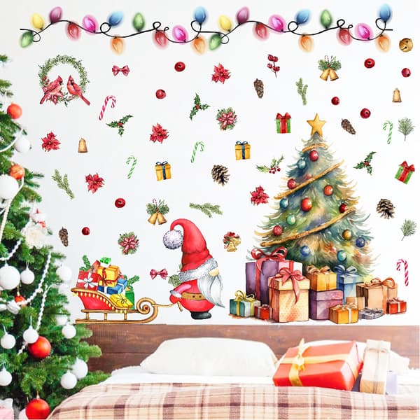Jul Fönster Väggdekaler Jultomte Renar Väggdekaler Jultåg