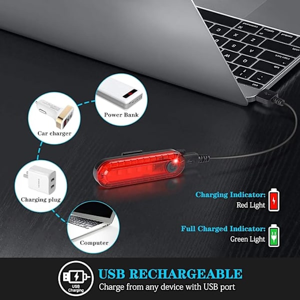 2 pakkausta LED-takavaloja polkupyörään, erittäin kirkkaat USB-ladattavat