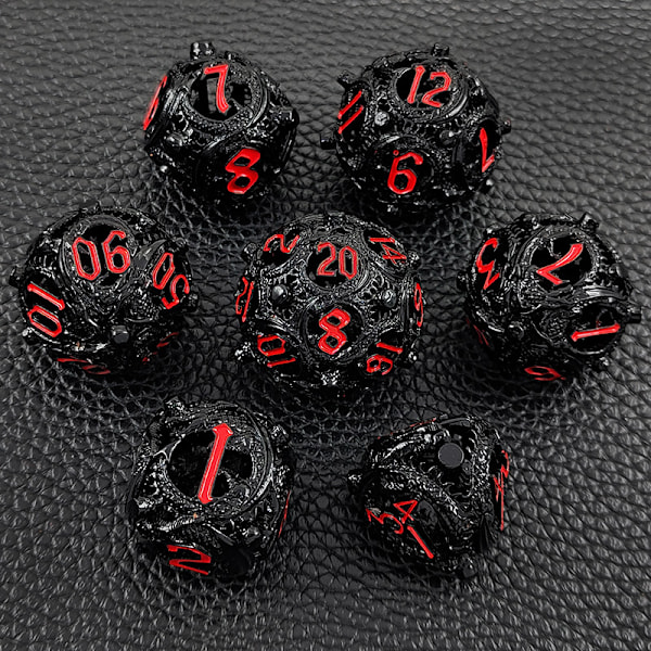 ##/Dungeons and Dragons Spil Terninger HNCCESG Rollespil Terninger 7 Stykker med Metalæske Polyhedriske Hule Metal Runde Drageterninger D4/D6/D8/D10##/