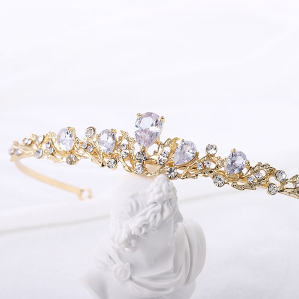 ##/Gyllen brudetiara med zirkonkrone##/