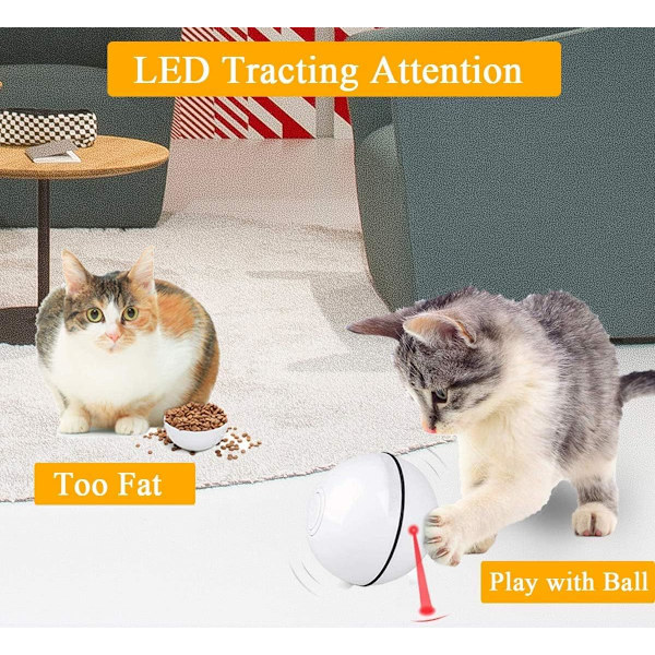 Vit interaktiv katt-leksak med hinderdetektering och USB-laddning