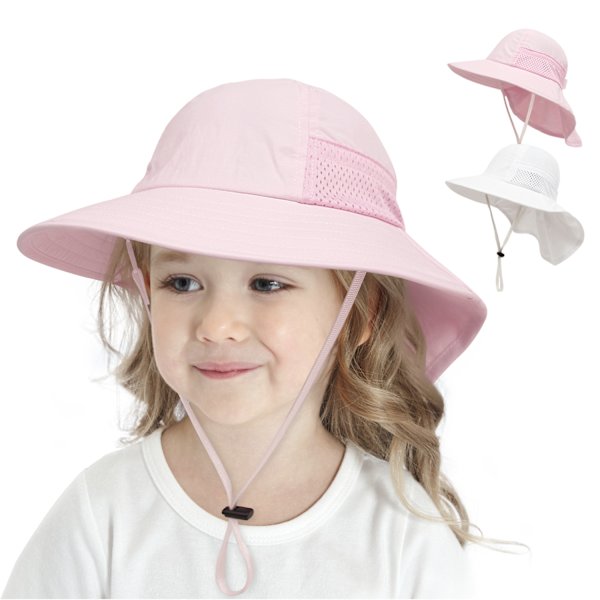 Rosa (M) Baby Solhatt Flickpojke Halshatt Barn Skyddande Hinkhatt