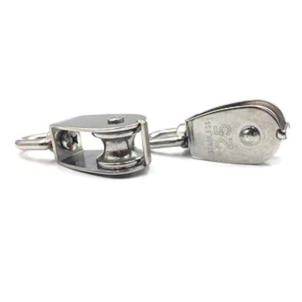 (M25 150kg) 1 st M25 Silver Enkel Hissblock 304 Rostfritt Stål