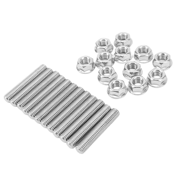12 stk. Cylinderhovedbolt-sæt i rustfrit stål Udstødningsmanifold Stud Bolte Udskiftning til Chevy V8 LSX LS1 LS2 LS3 LS6 LS7