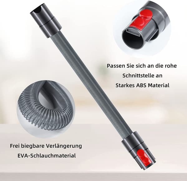 Munnstykkesett for støvsuger, fleksibel slangeforlengelse for Dyson V7–V15