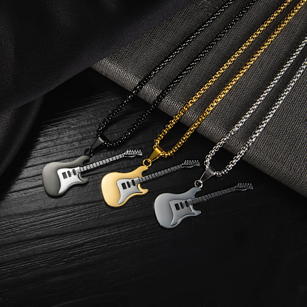 /#/Guitar Pick Shape Pendant Rustfrit Stål/Guld Lak Musik Halskæde Hip Hop Stil Smykker/#/
