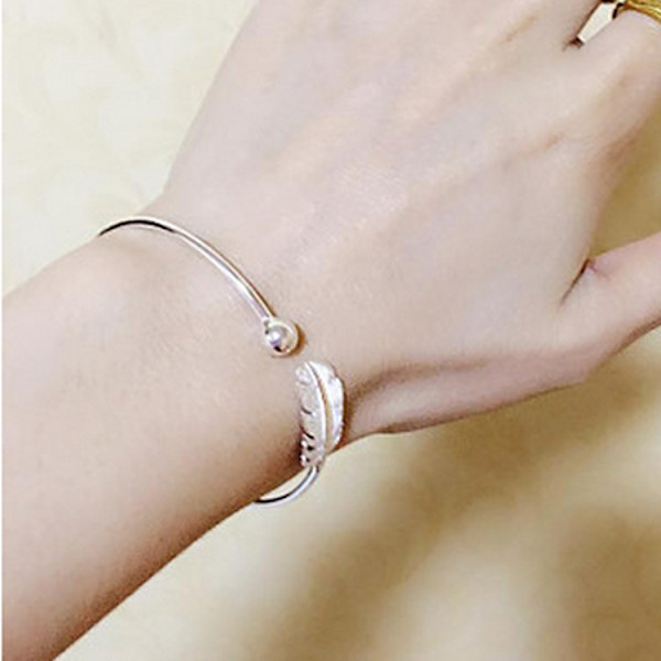 2-delt åpent blad armbånd (roségullfarge) Justerbar Si