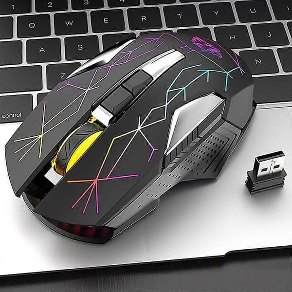 USB-mus Luminescerande Trådlös Lättviktig Exakt Positionering Färgglad Datormus för PC A
